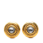 Gold Plated Rhinestone Rope Border Clip On Earrings