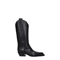 Women's Black Leather High Heel Boots