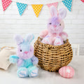 Conejito de peluche rosa azul personalizado con nombre y año para llenar la cesta de Pascua Regalo de cumpleaños para niños
