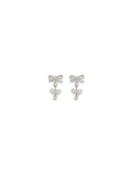 Self-Portrait Crystal and Pearl Bow Earrings — Silver