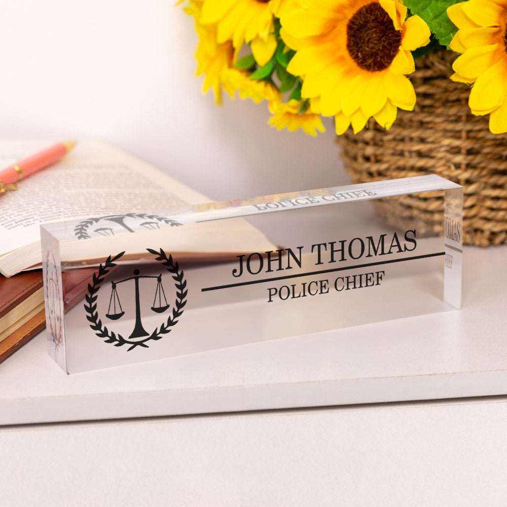 Balanza Acrílica Personalizada Signo de Nombre con Posición Decoración de Escritorio Gratitud Regalo de Cumpleaños para Abogado Personal Jurídico