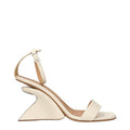 Women's Beige Leather Platform Sandals