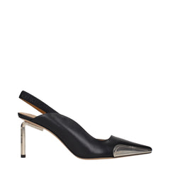 Women's Satin-Finish Leather Slingback Pump Black