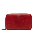 Embossed Lambskin Camellia Zip Around Long Wallet