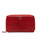 Embossed Lambskin Camellia Zip Around Long Wallet