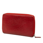 Embossed Lambskin Camellia Zip Around Long Wallet