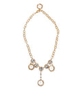 Women's Gold Crystal Clock Pendant Statement Jewelry Necklace Real Brass Enamel