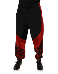 Men's Leopard Print Nylon Joggers Black