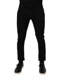 Black Cotton Stretch Skinny Men Denim Jeans Co+02 Clothing