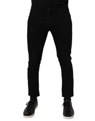 Black Cotton Stretch Skinny Men Denim Jeans Co+02 Clothing