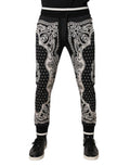 Men's Black Cotton Bandana Jogger Sweatpants Pants And White