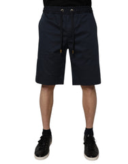 Navy Blue Cotton Stretch Men Bermuda Shorts Co+03
