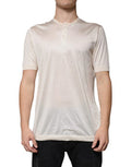 Men's Off White Silk Henley Short Sleeves T-Shirt