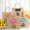 Personalizado Una chica y sus perros tienen un vínculo inquebrantable Bolsa de yute con nombre de dibujos animados en 3D Accesorio de viaje Regalo de cumpleaños para dueños de perros