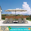 PURPLE LEAF Sombrilla de mercado rectangular de doble cara con base para terraza y jardín