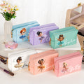 Personalizado Lindo 3D de dibujos animados de Ballet Chica Bolsa de cuero de PU bolsa de maquillaje con el nombre de accesorios de viaje Concurso de Regalo de Cumpleaños para Mujeres Niñas Bailarinas