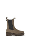 Brunello Cucinelli Suede with Knit Insert Chelsea Boot — Taupe