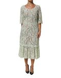 Women's Mint Green Floral Lace Trim Midi Dress Co+pa+vi