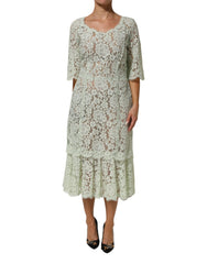 Women's Mint Green Floral Lace Trim Midi Dress Co+pa+vi