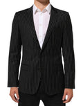 Men's Black Stripes Martini 1 Button Suit Blazer Co+wv