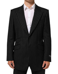 Men's Black Stripes 2 Buttons Suit Jacket Blazer Pl+wo