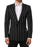 Men's Black Stripes Sicilia 1 Button Suit Blazer