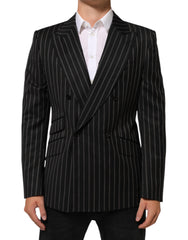 Men's Black Stripes Sicilia 1 Button Suit Blazer Co+wo