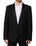Black Wool Gold 1 Button Men Suit Blazer Pl+se+wv