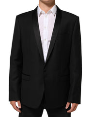 Black Wool Gold 1 Button Men Suit Blazer Pl+se+wv