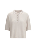 Allude Short-Sleeve Cashmere Polo — Beige
