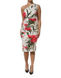 Women's White Floral One Shoulder Sheath Dress Co+03