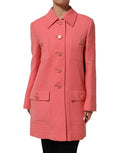 Women's Pink Buttoned Down Trench Coat Jacket Clothing