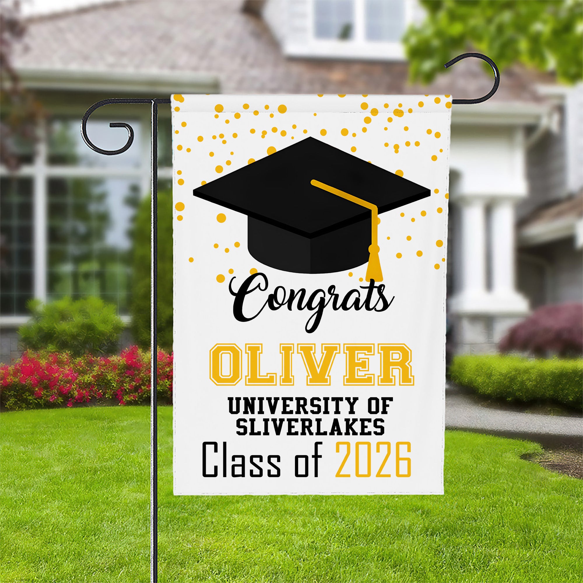 Bandera personalizada de graduación para jardín con nombre y año Decoración para porche Regalo de graduación para graduados