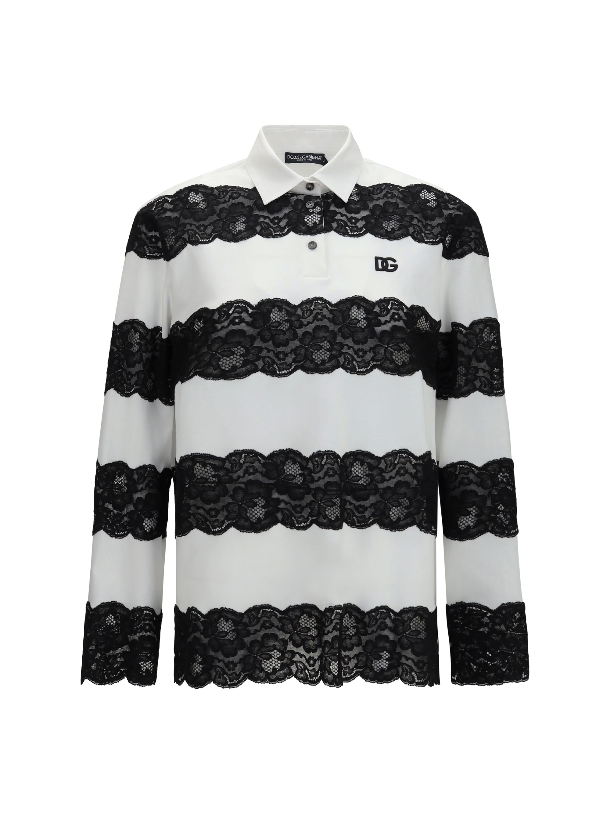 Dolce & Gabbana Lace-Trimmed Polo — Multicolor