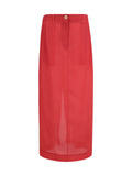 Khaite Lucian Midi Skirt — Red