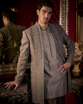 Ash Grey Open Jacket Set By KYNAH, Luxury Indian Fashion & Bridal Wear
