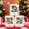 Personalizado lindo sombrero de Santa muñeco de nieve 11 oz 15 oz taza de cerámica con el nombre y la inicial de uso diario de Navidad de regalo para la familia amigos