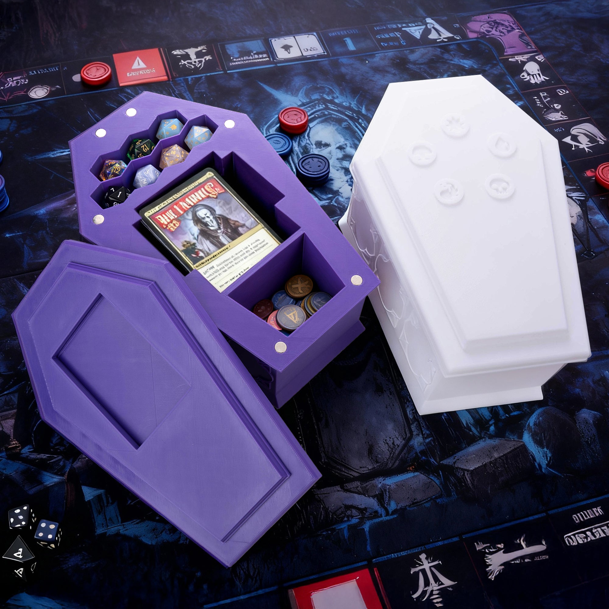 Personalizado estilo gótico Multicolor 3D Impreso Caja de almacenamiento de tarjetas con texto Cumpleaños Regalo de Navidad para Amigos TCG Lovers EDH Comandantes
