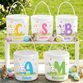 Personalizado lindo conejo de Pascua huevo inicial de gran capacidad cesta de Pascua de lona con el nombre de los huevos de caza Fiesta de Pascua regalo para los niños