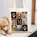 Personalizado 1-2 Pet Paw Print Bolsa de lona de gran capacidad de 9 compartimentos con nombre e inicial Regalo de cumpleaños para dueños de mascotas
