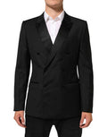 Men's Black Martini Double-Breasted Suit Blazer Pl+se+wv