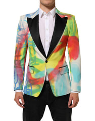 Multicolor Graffiti Sicilia 1 Button Men Suit Blazer Pl+se+wo