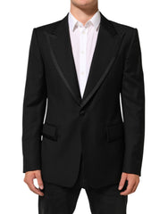 Black Wool 1 Button Suit Jacket Men Blazer Pl+se+wv