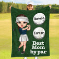 Manta blanda personalizada con diseño de jugador de golf de dibujos animados, título y 1-12 nombres Decoración del hogar Regalo de cumpleaños para la familia de entusiastas del golf