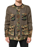 Men's Brown Camouflage Linen Button Down Jacket Co+02+li Clothing