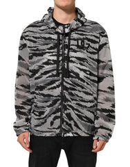 Men's Gray Camouflage Hooded Sweatshirt Jacket Clothing