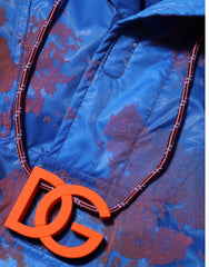 Men's Blue Tie Dye Logo Hooded Sweatshirt Jacket Clothing