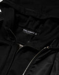Men's Black Cotton Hooded Full Zip Bomber Jacket Co+pa Clothing