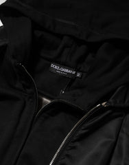 Men's Black Cotton Hooded Full Zip Bomber Jacket Co+pa Clothing