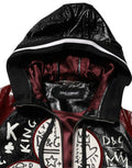 Multicolor Hooded Leather Dg King Men Biker Jacket Calfskin Lambskin Clothing